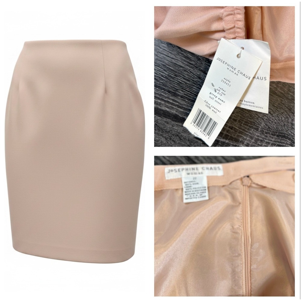 Josephine Chaus Peach Coral Wool Pencil Skirt Womens 22 NEW Career Work Classic